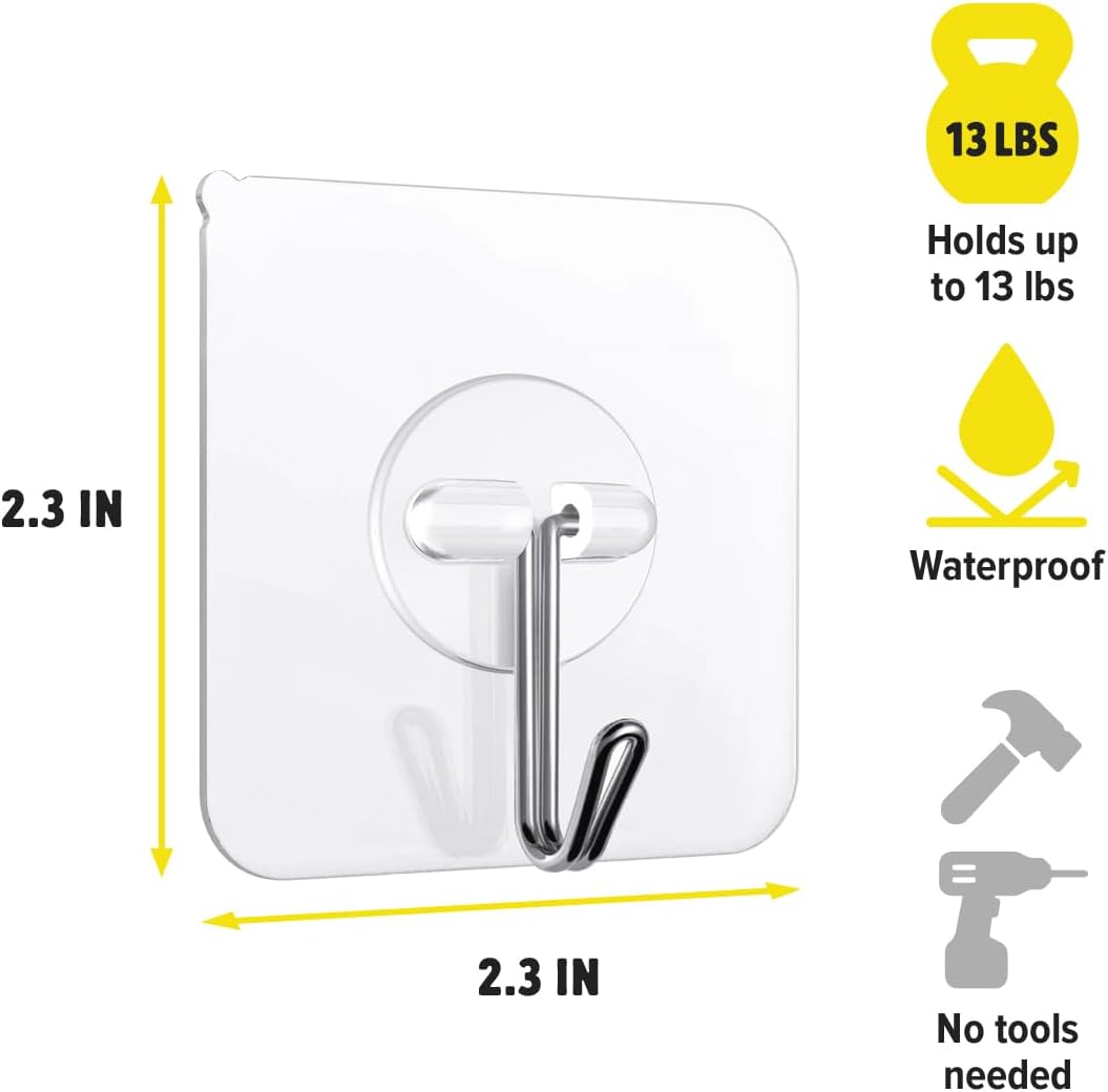 Universal Adhesive Hooks, Medium, 6-Pack