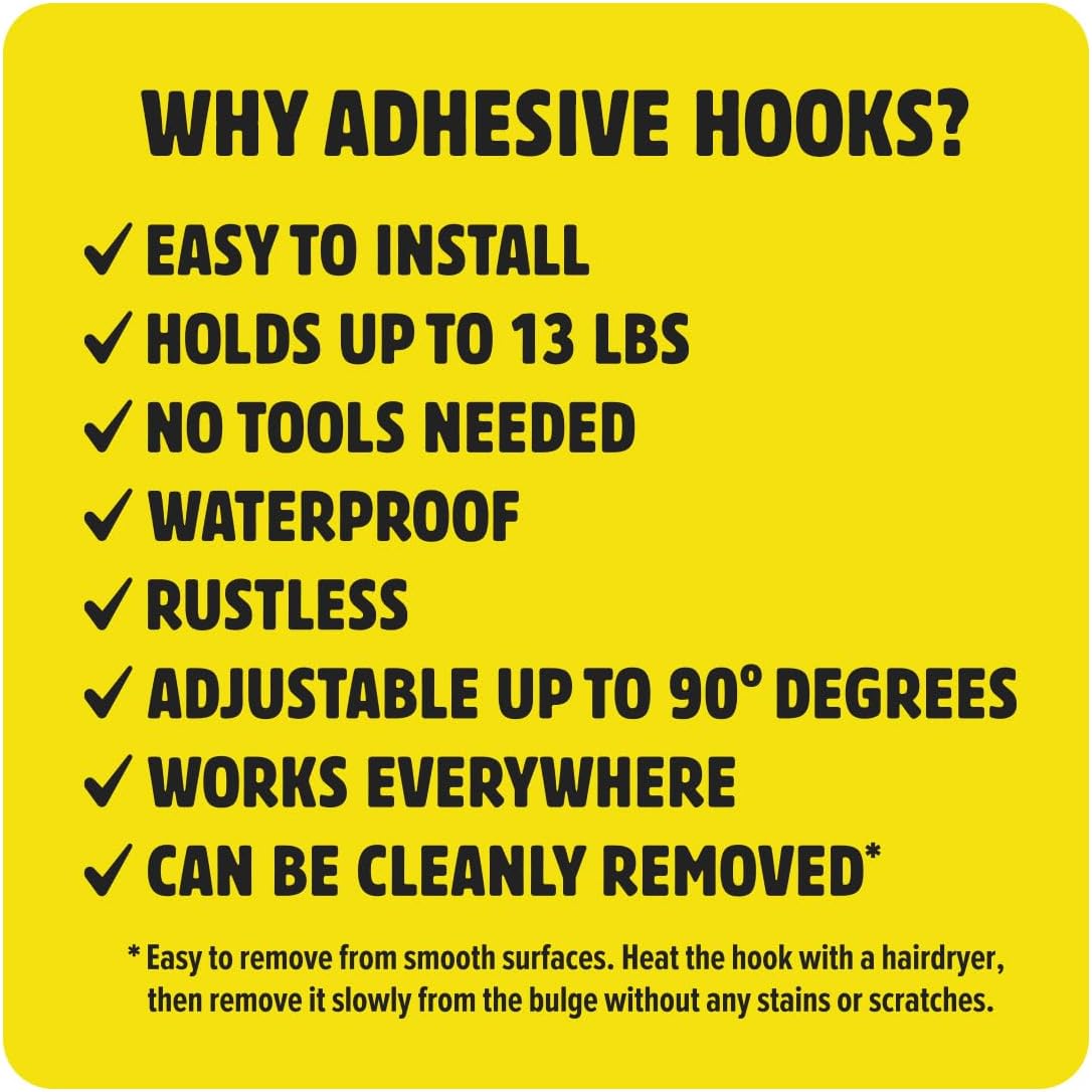 Universal Adhesive Hooks, Medium, 6-Pack