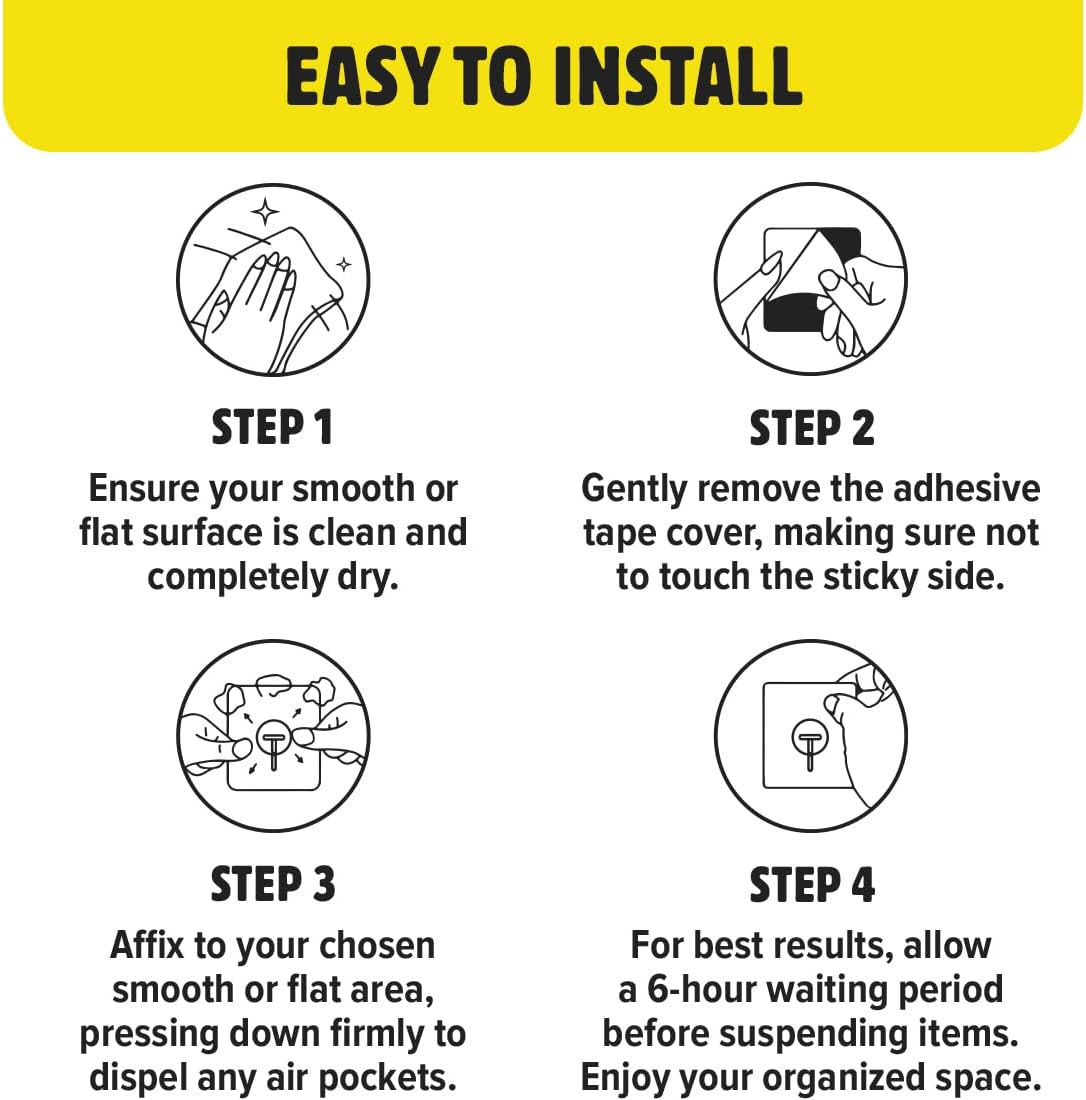 Universal Adhesive Hooks, Medium, 6-Pack